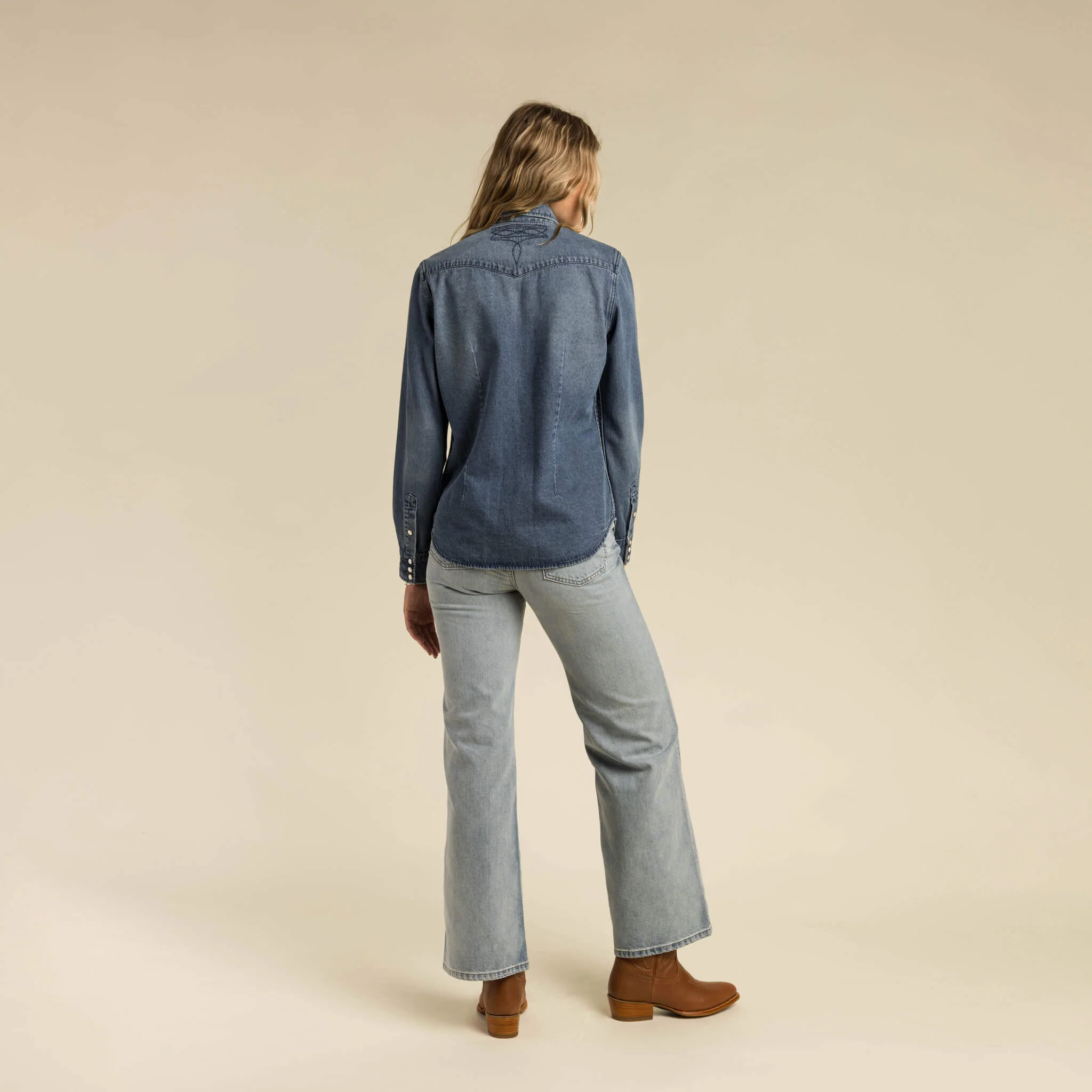 Women's Hondo Pearl Snap Denim Shirt - Image 9